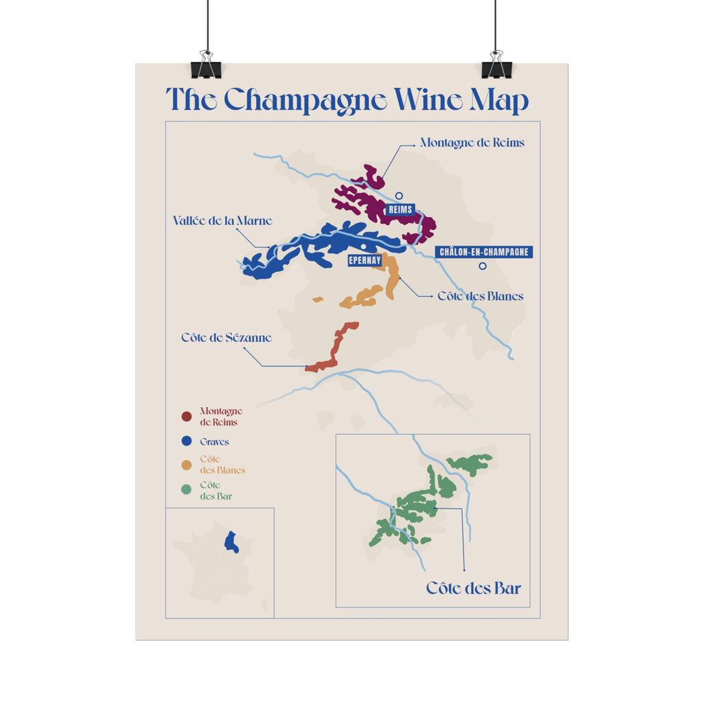 Champagne Wine Map — Rolled Poster (12 x 16)