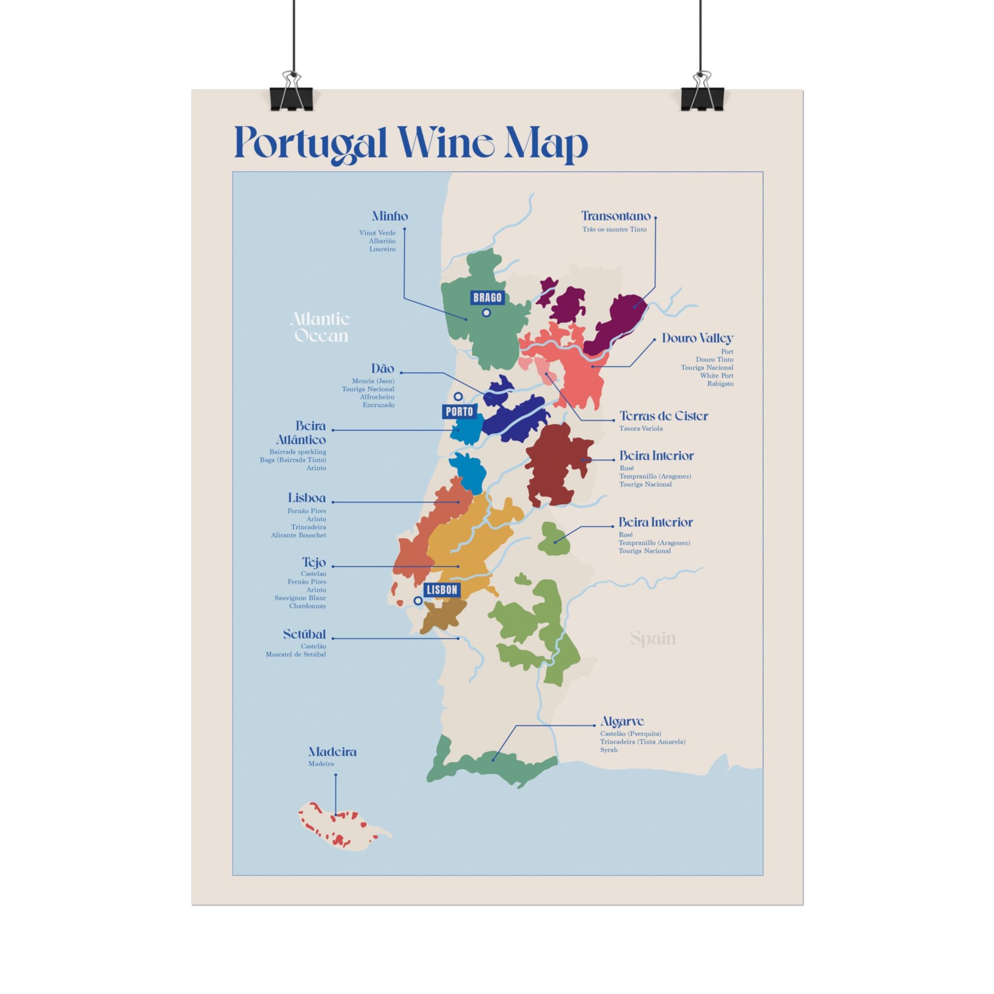 Portugal Wine Map — Rolled Poster (12 x 16)